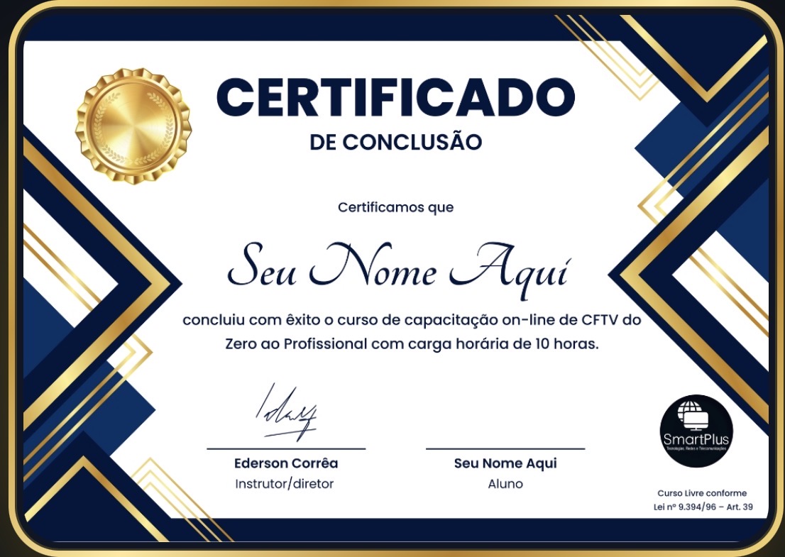 Certificado de Conclusão do Curso de CFTV Profissional